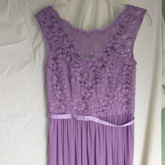 Women's purple David's bridal lace top flowy dress with slip - Picture 6 of 12